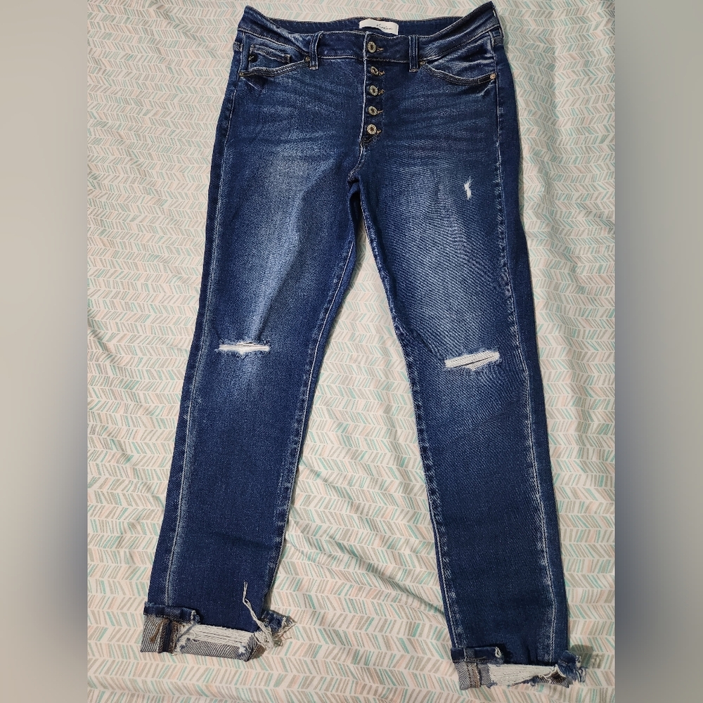 KanCan Dark Blue Distressed Skinny Jeans